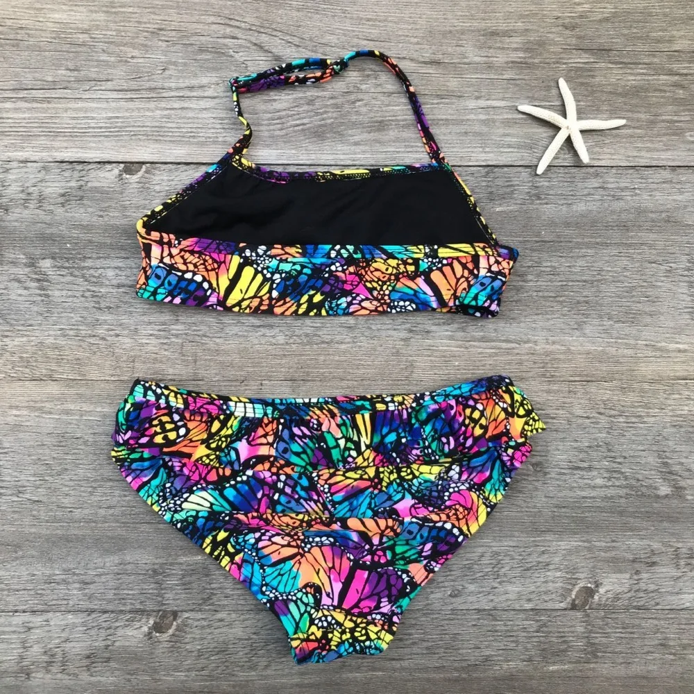 Бикини для девочек комплект из двух предметов бикини с цветочным принтом детский