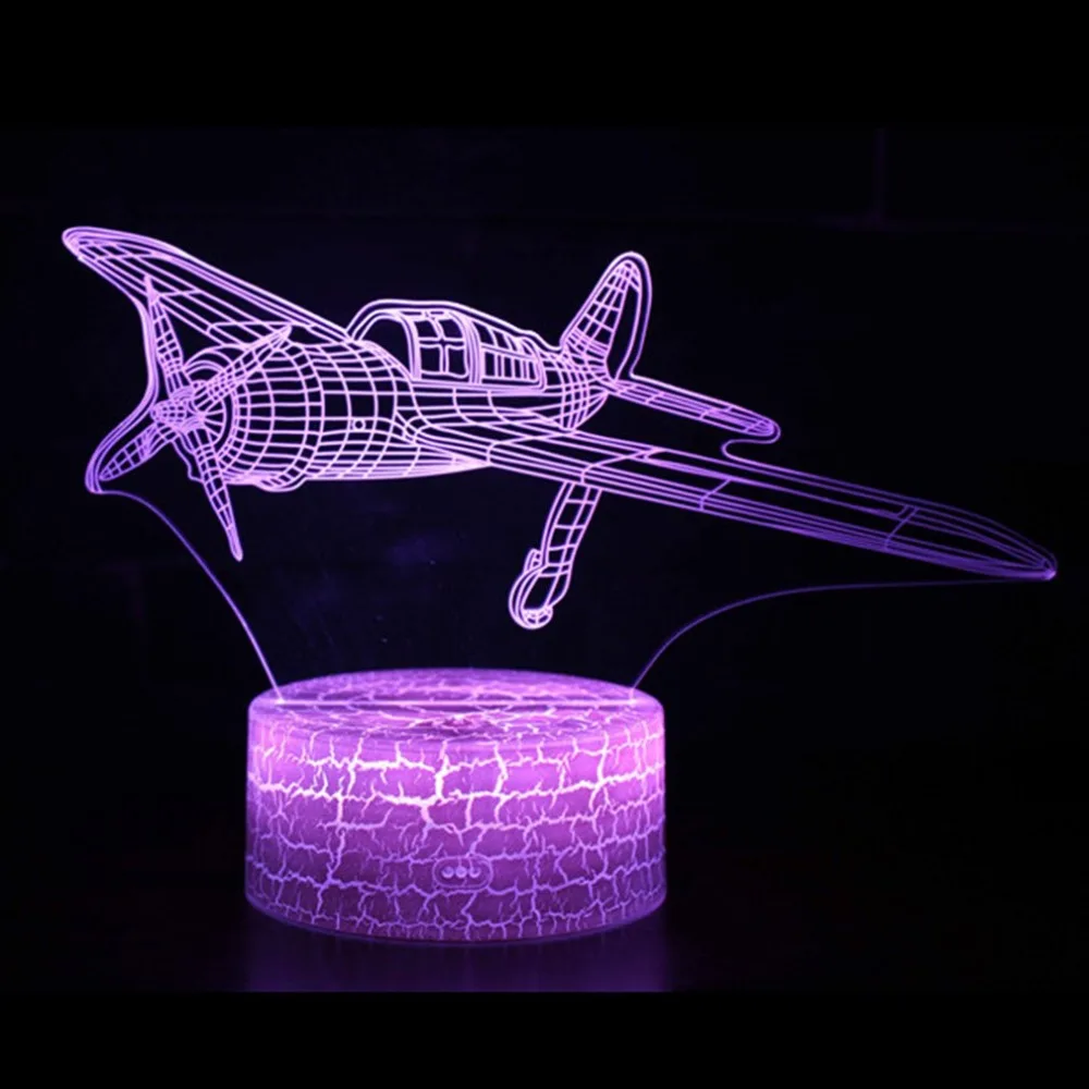 Забавный самолет серии Touch Base 3D ночник для дома спальни стол акриловая панель USB