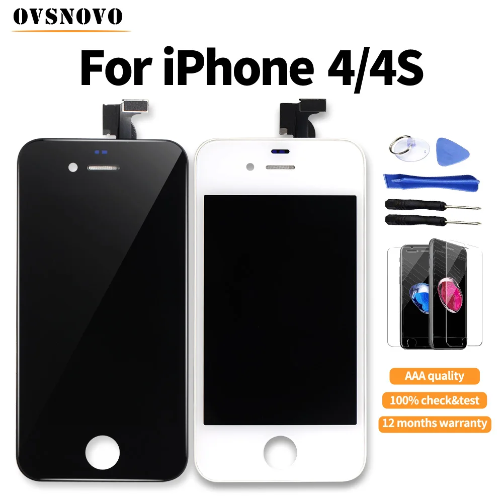 ЖК дисплей и сенсорный датчик в сборе для iPhone экран 5 4s 6 с закаленным стеклом