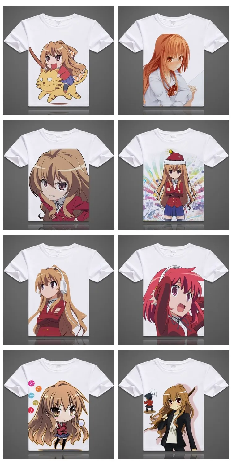 Аниме toradora Тигр дракон футболка Для мужчин короткий рукав мода мультфильм футболка Айсака Тайга Косплэй xd-077