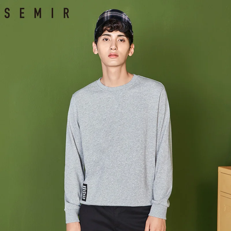 Мужские однотонные толстовки SEMIR хлопковая Повседневная Толстовка с круглым