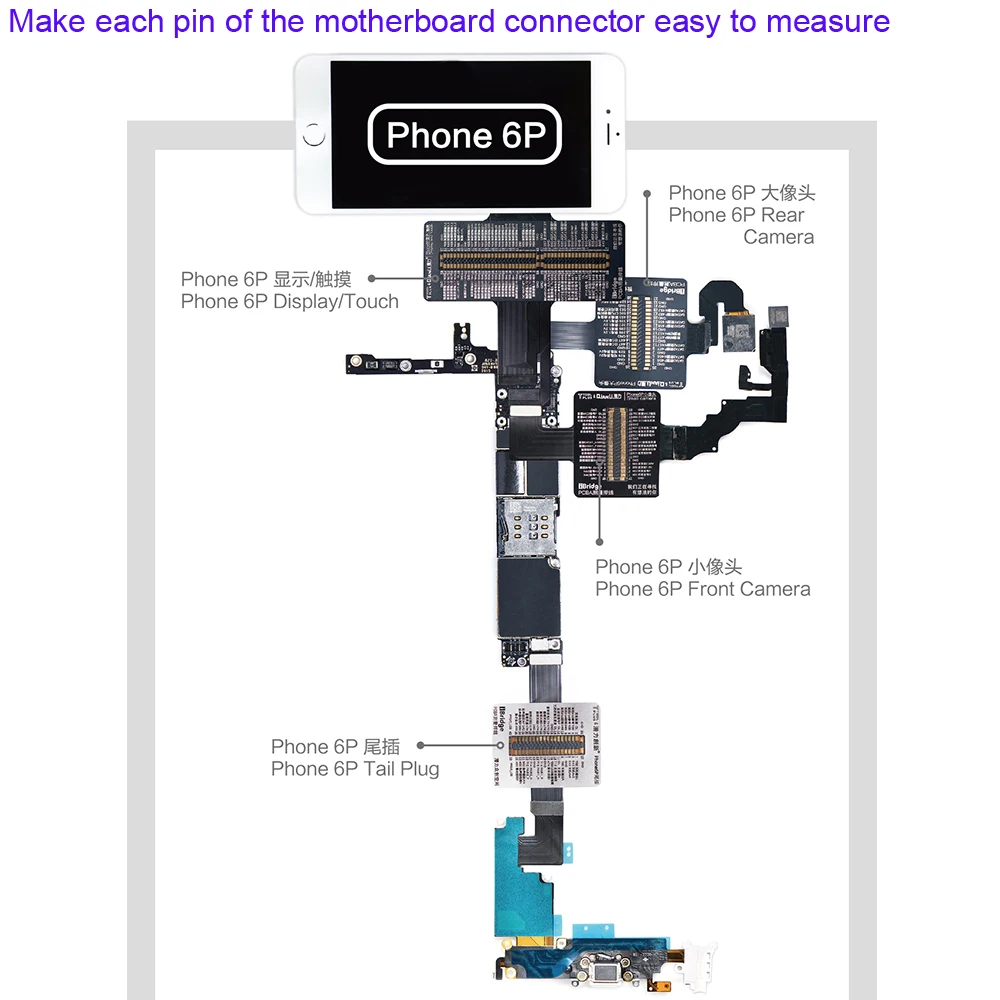 Qianli iBridge Mainboard Testing Flex Cable for iPhone X 8 8Plus 6 6P 6S 6SP 7 7P Camera Display Touch Speaker Microphone Testin |