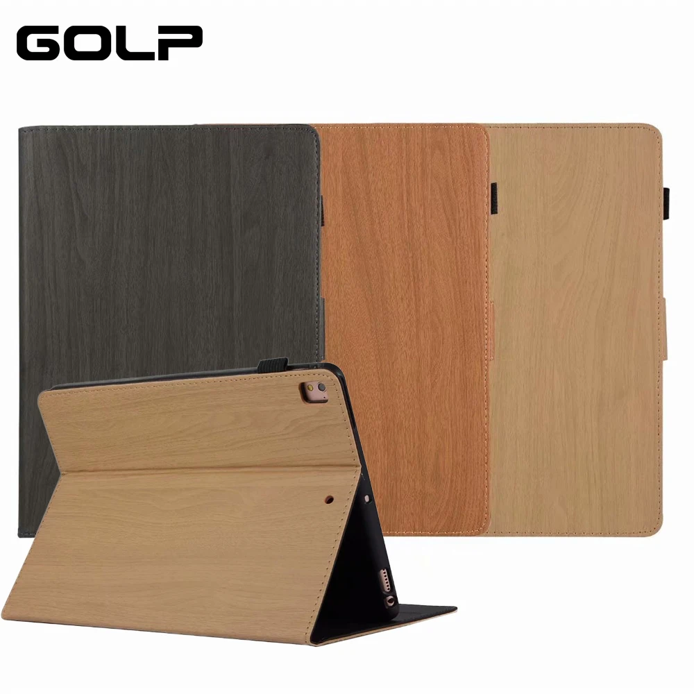 Для iPad Pro 9,7 чехол GOLP силиконовый мягкий ТПУ деревянный узор флип смарт-чехол для iPad 9,7 чехол