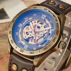 Часы наручные мужские автоматические, брендовые механические в стиле ретро, в стиле стимпанк, с автоподзаводом, с кожаным ремешком, роскошные подарки