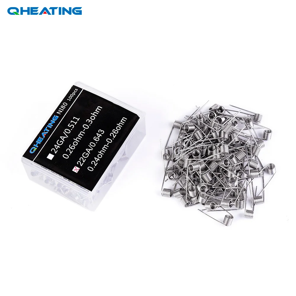 Qheating NI80 24ga/22ga 100 шт. электронная сигарета RDA атомайзер вата проволока катушка готовая к использованию.
