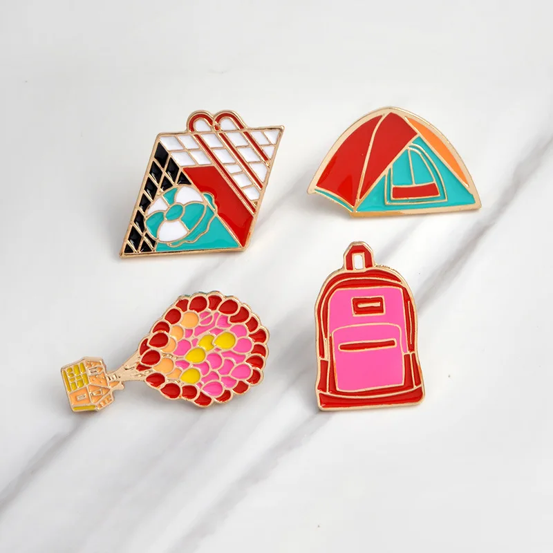 Эмаль pin воздушный шар дом тент для плавательного бассейна Рюкзак Мультфильм