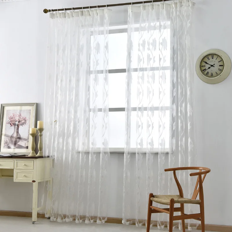 Шторы с белыми цветами готовые занавески из органзы тюль жаккардовые оконные