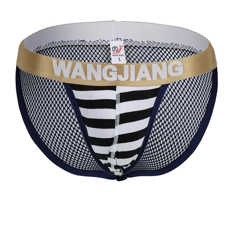 AIIOU сексуальное мужское нижнее белье бикини прозрачное Полосатое хлопковое с