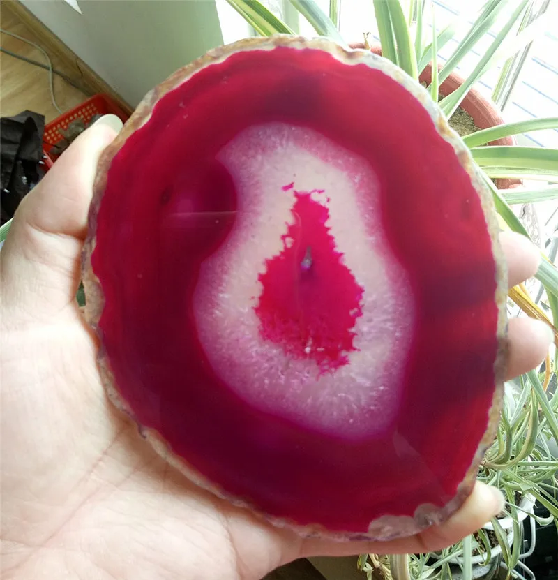 

Natural agate Stone Crystal slice red agate slice coaster with free holder healing decoration