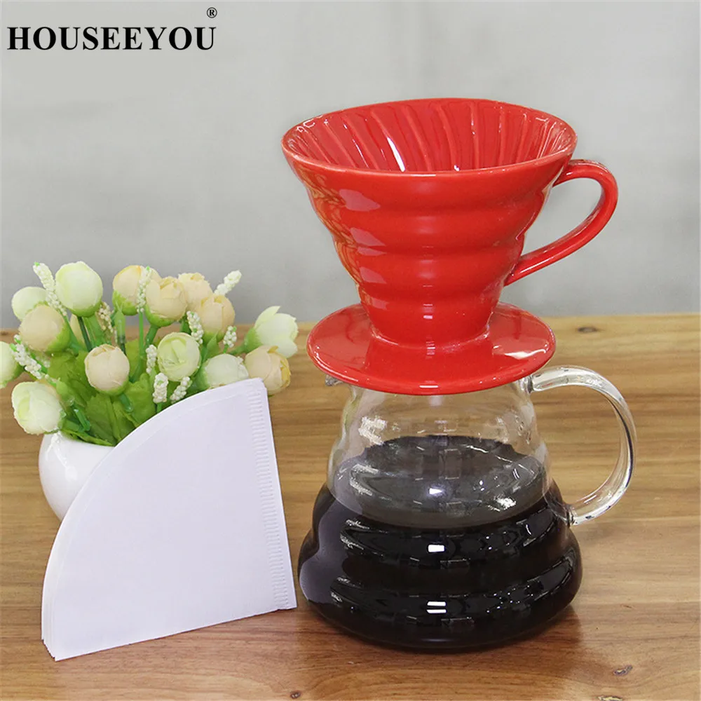 V60 стиль кофе капельного фильтра чашка Перманентный залить Кофе чайник с