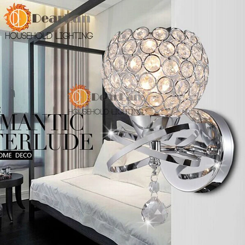 Настенный светильник E27 светодиодный серебристый/золотой|crystal wall light|led lightwall light e27