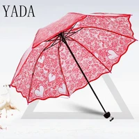 yada red pvc transparent flower bride umbrella rain women environmental protection umbrella for women windproof umbrellas ys239