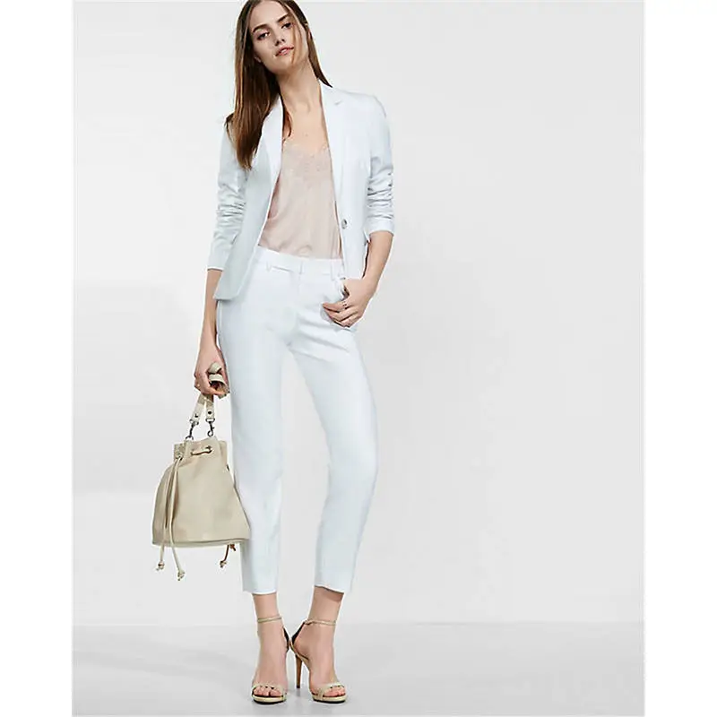 

Женские Брючные костюмы на одной пуговице, светло-голубые деловые костюмы, индивидуальный пошив, B38