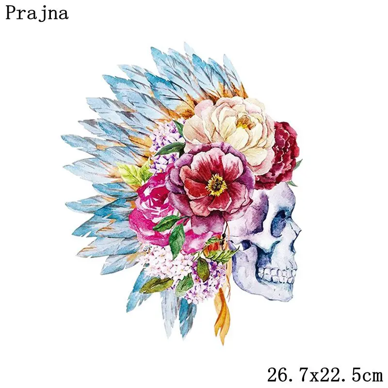 Черный Prajna, с единорогом, теплопередача, Тигровое сердце, грудь, совы, глажка, нашивки, череп, панк, термопередача для одежды, сделай сам, футболка - Цвет: Черный