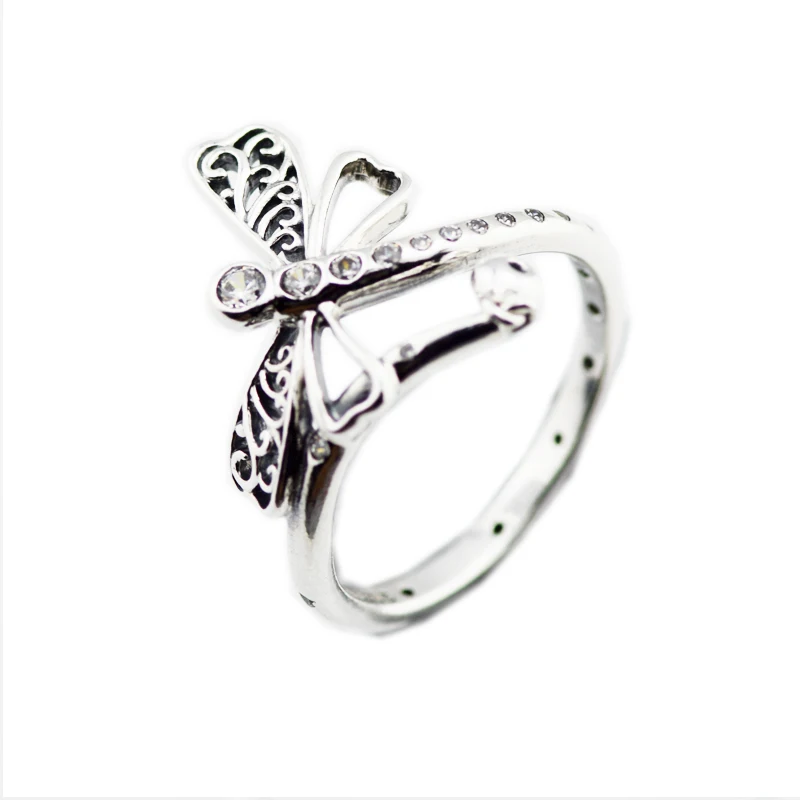 Кольцо женское из серебра 925 пробы с стрекозой мечты|Кольца| |
