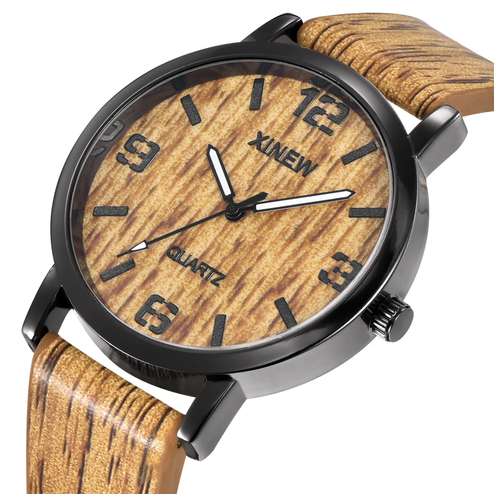 

1pc / lot Sale Watches XINEW Mens Fashion Casual Leather Band Quartz Wristwatches Simple Bark Designer Watches Relogio Masculino