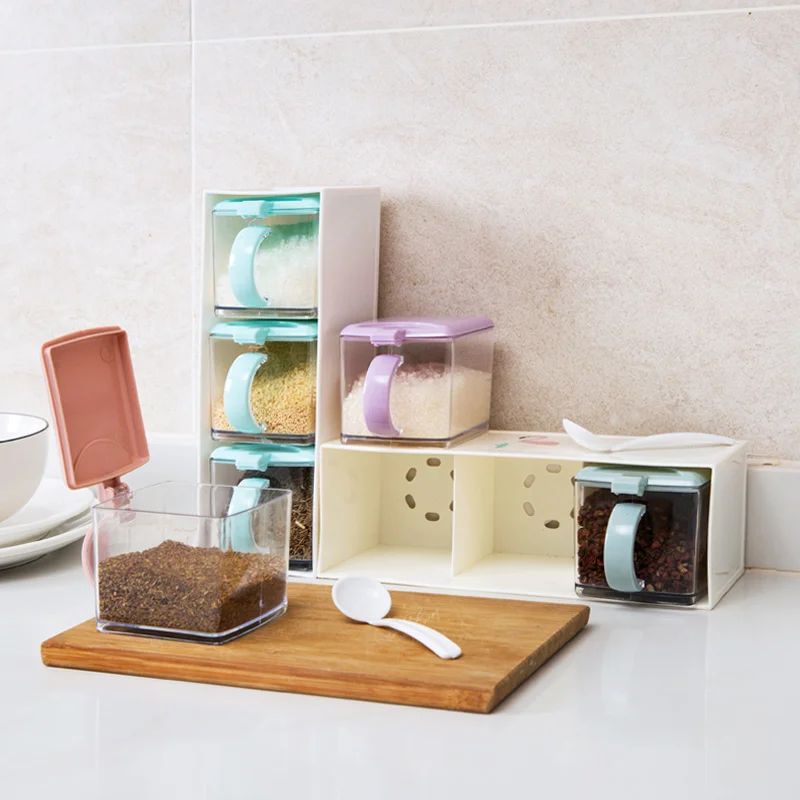 Ящик приправа коробка пластмассовые для приправ набор кувшин кухни MSG солонка