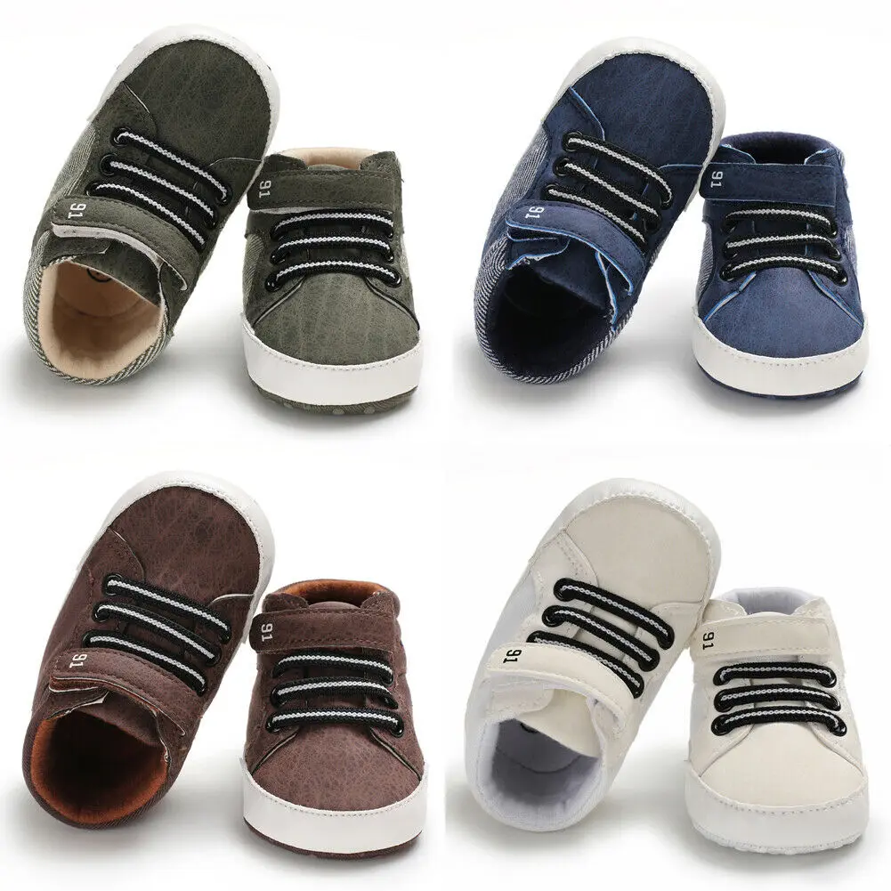 Newborn Infant Baby Boy Girl Casual Shoes Toddler Patchwork Solid Hook 4 Colors |