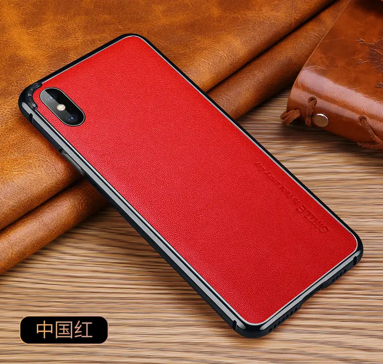 Чехол для iphone XS Max с алюминиевой металлической рамкой+ наклейка из натуральной кожи, чехол для телефона для iphone XR X 6 6S 7 8 Plus, чехол
