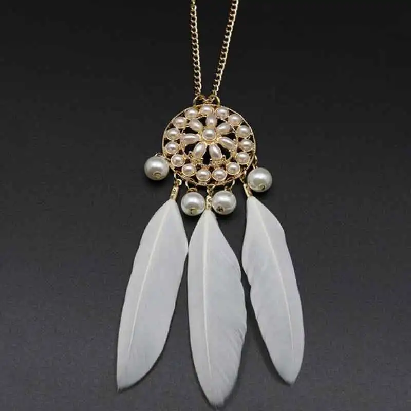 Богемное перо богемное винтажное ювелирное изделие имитация жемчуга Длинная