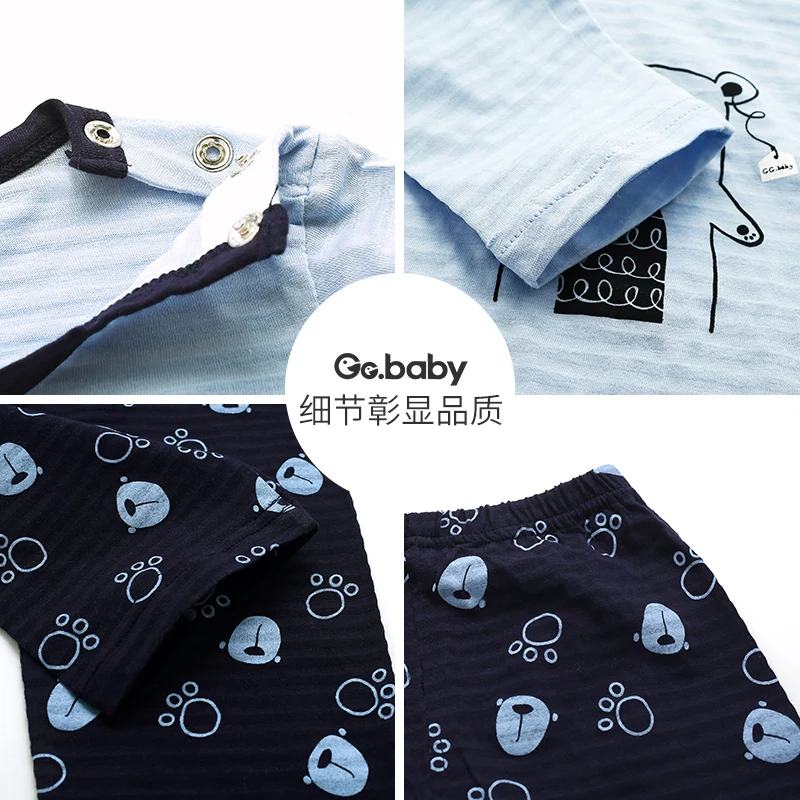 Милая зверушка Мишка тонкий комплект детской одежды летние костюмы с длинными