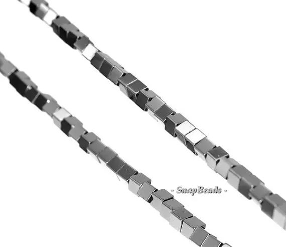4x4 мм Нуар черный гематит камень квадрат куб свободные Бусины 16 дюймов Full Strand