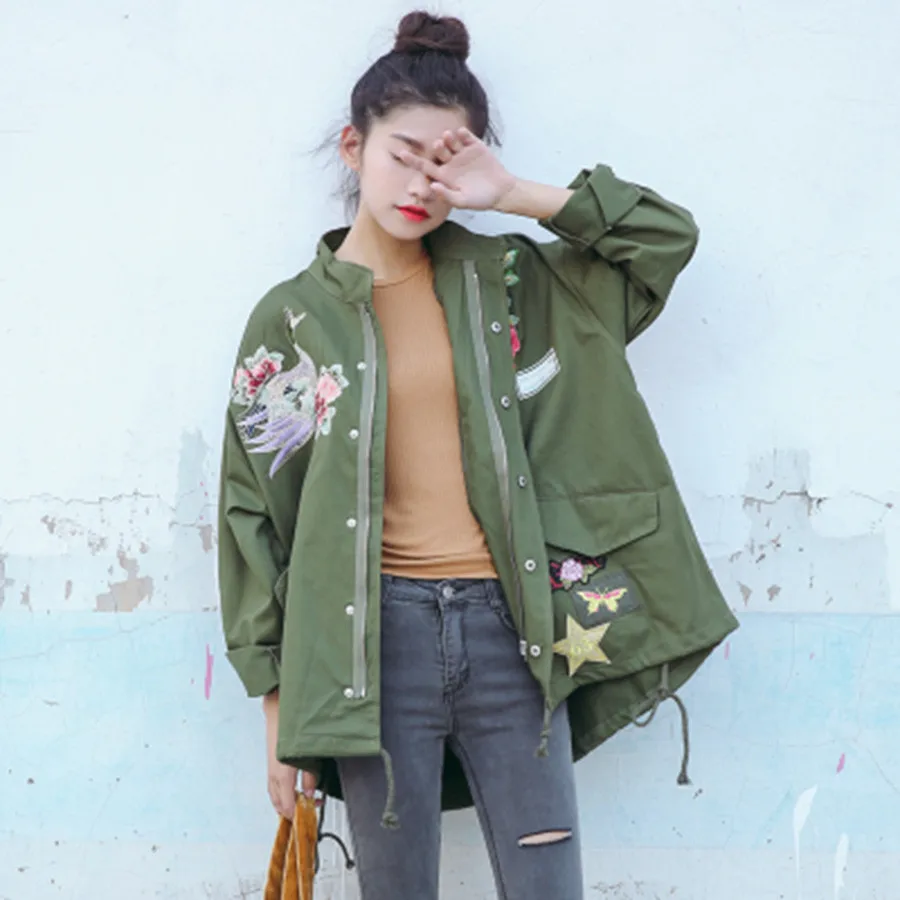 Куртка женская оверсайз в этническом стиле с вышивкой осень 2020|chaquetas mujer|vintage