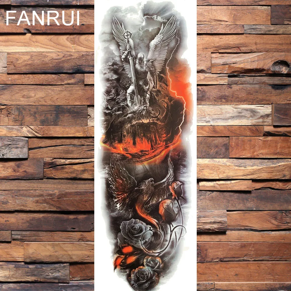 Черные Временные татуировки FANRUI на всю руку Статуя Свободы крылья ангела тату
