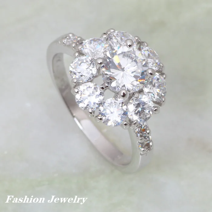 

Christmas Gift Womens Engagement Rings Silver Color CZ Rings Size 5.75 6.5 6 7 AR087