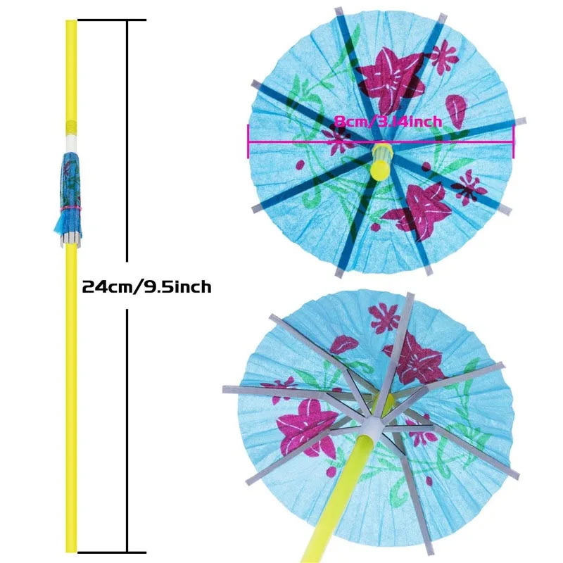 25 шт/упак. смешанные цвета тропический зонтик коктейльные одноразовые трубочки