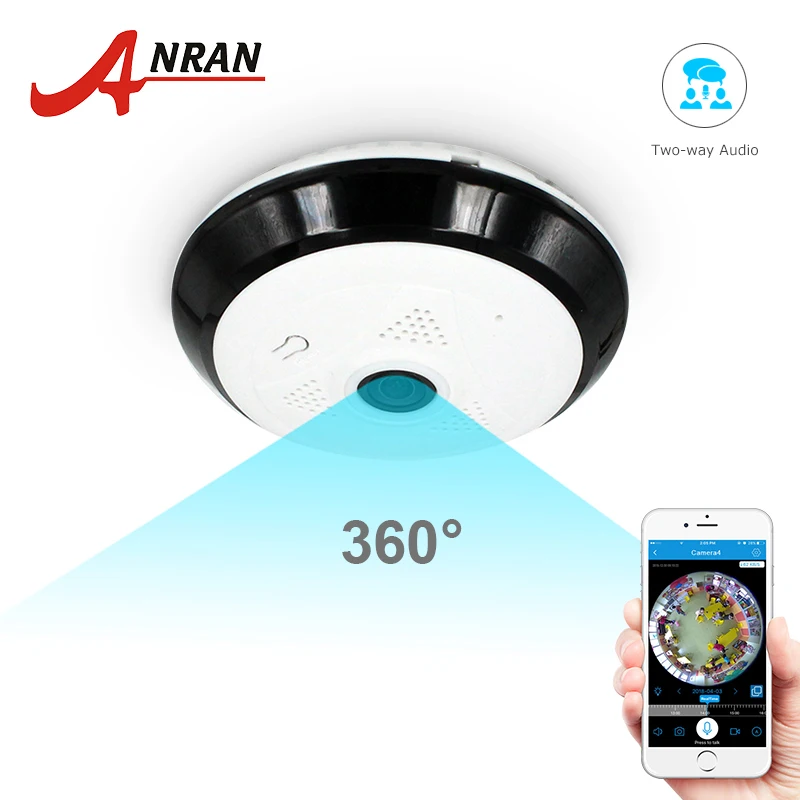 ANRAN 960P Wifi камера 360 градусов панорамная камера Домашняя безопасность двухсторонняя аудио ночное видение рыбий глаз камера наблюдения