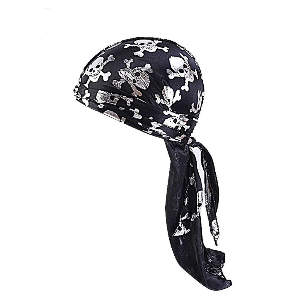 d Новая модель черепа Durag Для мужчин золото дураки модные Durag Байкер тюрбан Кепка chemo пиратская шляпа Для мужчин женские аксессуары для волос - Цвет: d