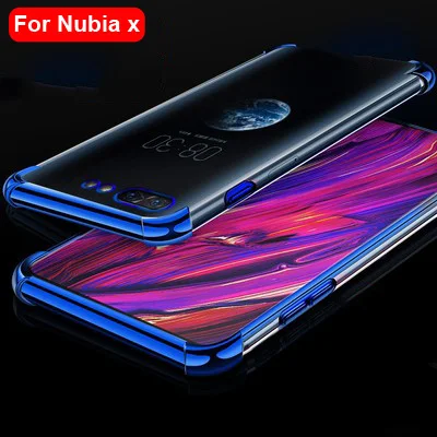 Мягкий ТПУ чехол для Nubia X чехол s Ультра тонкое прозрачное покрытие блестящий чехол 6,26 ''для Nubia X Nubia смешанный силиконовый чехол для телефона - Цвет: Синий