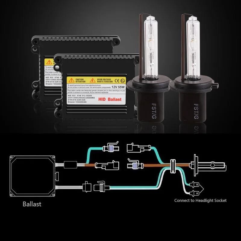 2 шт. комплект ксенона H7 55 W 12 V Автомобильные фары 3000 K 4300 K 5000 K 6000 K 8000 K 10000 K Автомобильный Ксенон налобный фонарь