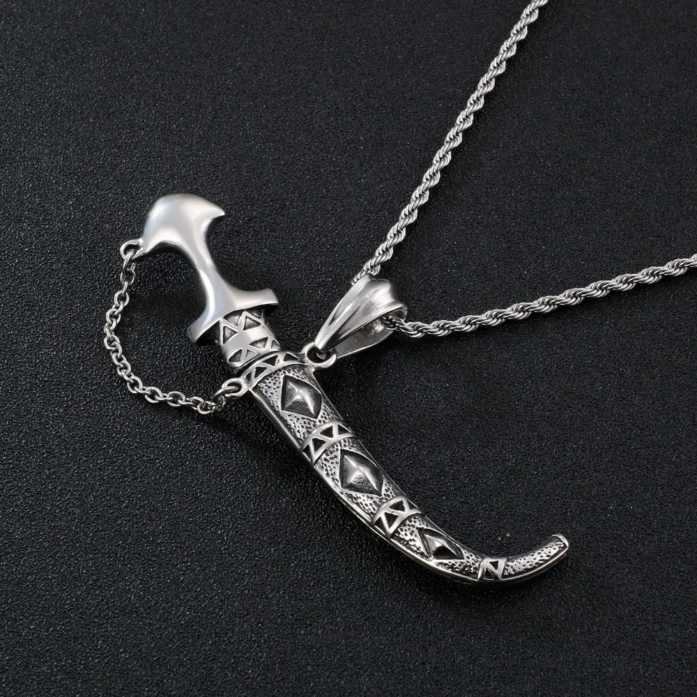 Ожерелье с кулоном Scimitar из нержавеющей стали для мужчин модное металлическое
