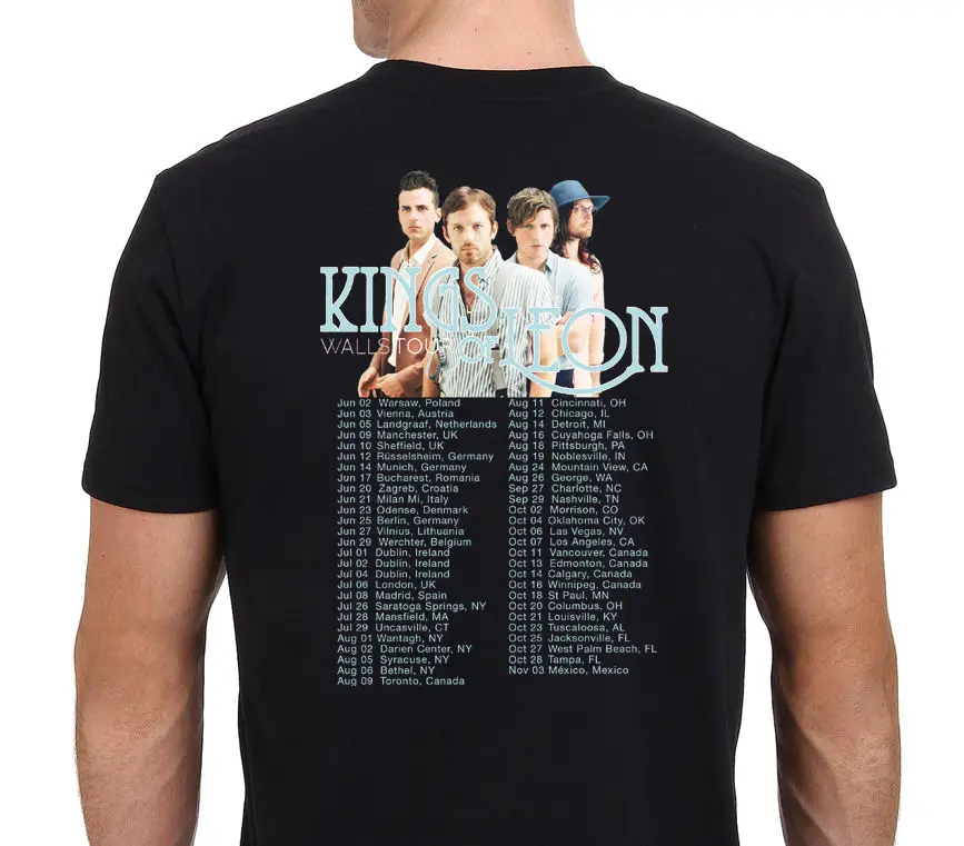 Kings Of Leon Стены тур с даты 2017 Для мужчин футболка Размеры S-XXL | Мужская одежда