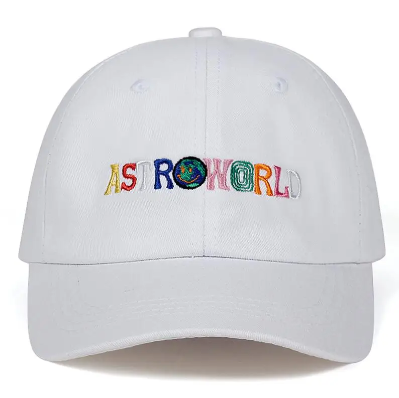 White ASTROWORLD бейсболка s с изображением Трэвиса Скотта хлопок унисекс астромир папа шляпа Тур вышивка мужская женская летняя шляпа - Color: White