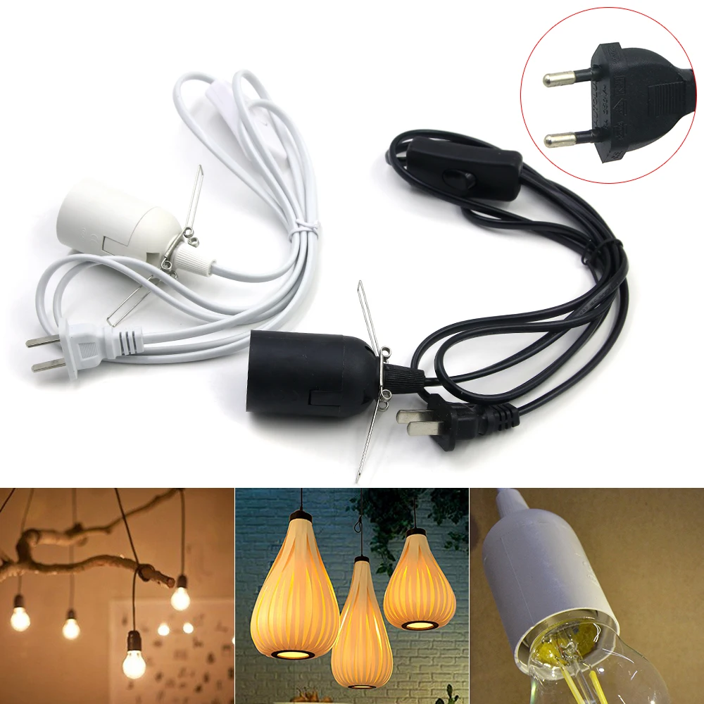 1 8 м повесить Plug and play E27 цоколь лампы Держатель гибкий удлинитель конвертер