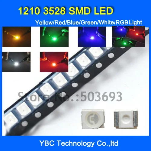 

1210 3528 SMD LED 6colorX100pcs=600pcs White/Blue/Red/Yellow/Green/RGB Light Diode Kit Pack