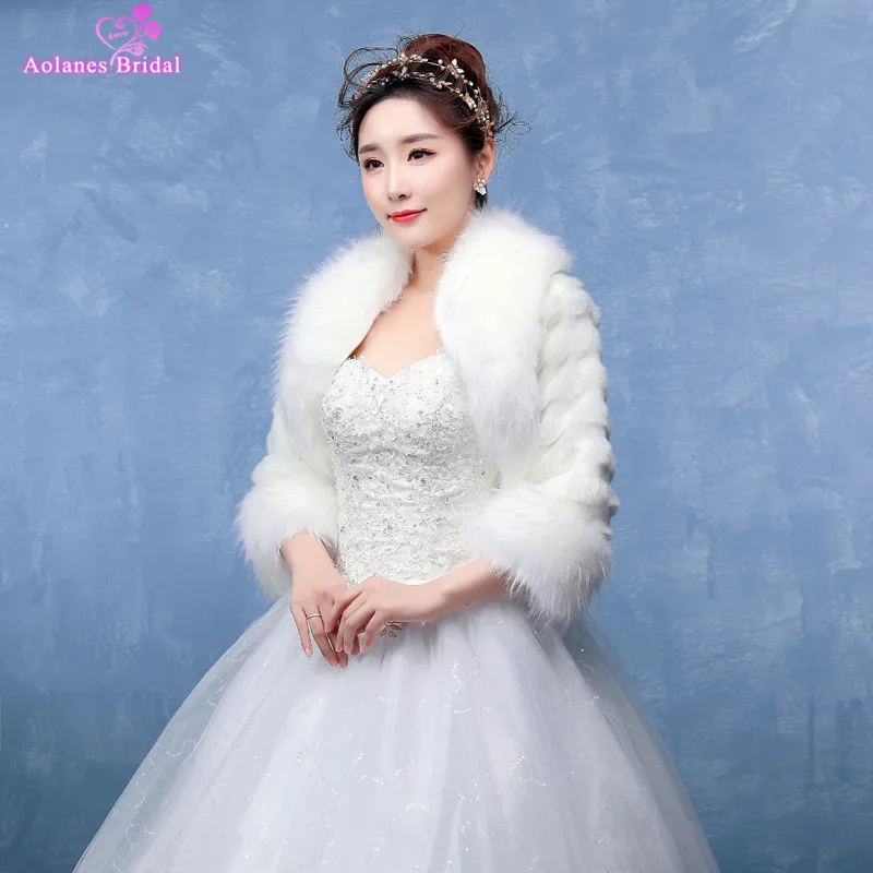 Лидер продаж с длинным рукавом белый/слоновая кость/искусственной норки меха