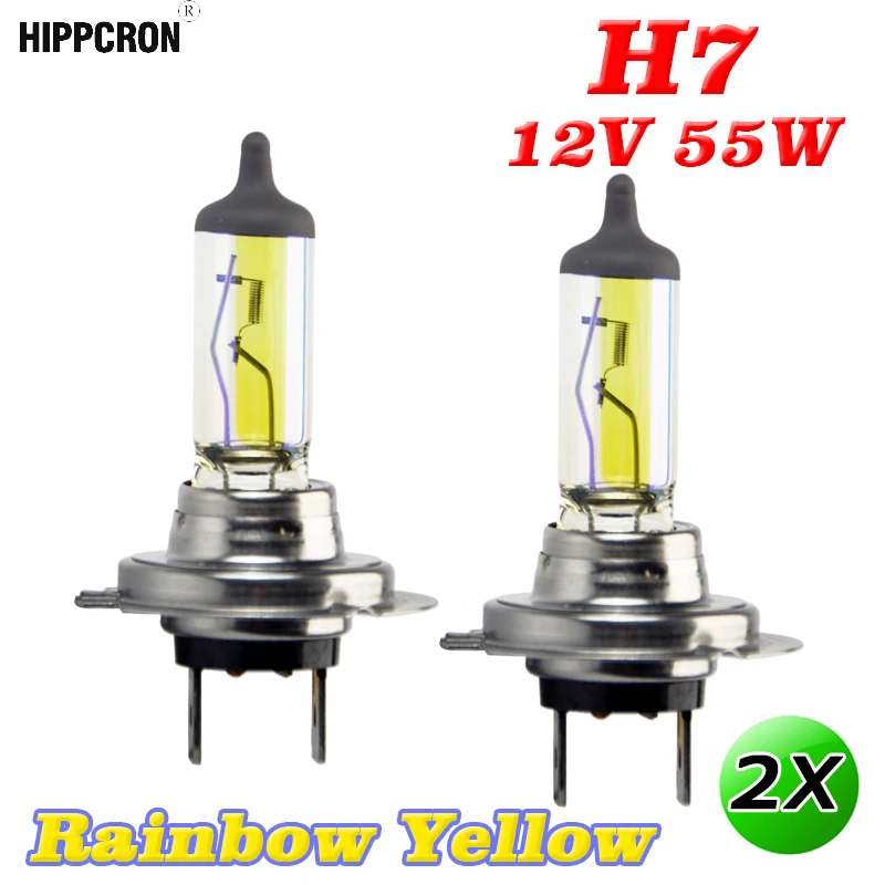 Галогенная лампа Hippcron H7 Rainbow (ION) золотисто желтая 3400 к 12 В 55 Вт 1700лм кварцевое