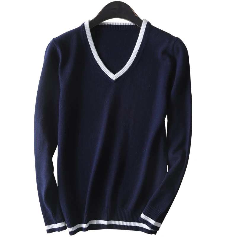 Gejas Ainyu autumn winter new V-neck knitted cashmere sweater women pullover tops Loose plus size Sweaters Brand Tops | Женская одежда