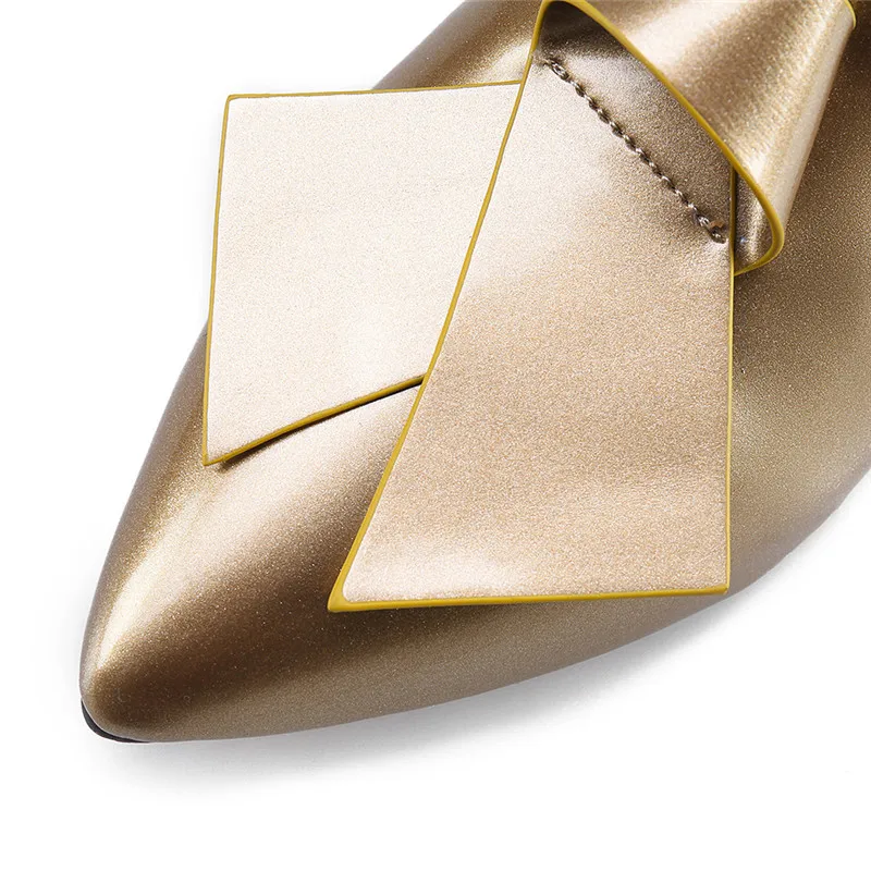 Odetina/2018 г. летние Для женщин бантом Slingback обувь на плоской подошве острый носок без