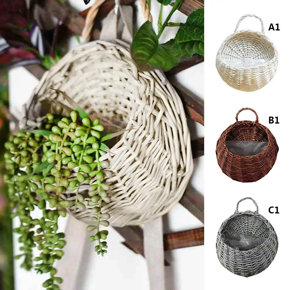 Creative Hand Made Wicker Rattan Flower Basket bamboo Green vine Pot Planter Hanging Vase Container Wall Home Decor | Дом и сад