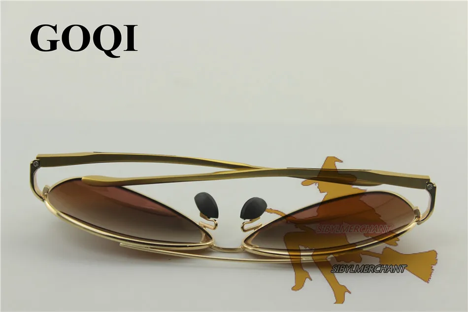 GOQI стиль мужские Gafas, оправа из металлического сплава поляризационные винтажные овальные очки, дикое покрытие цветные мужские солнцезащитные очки