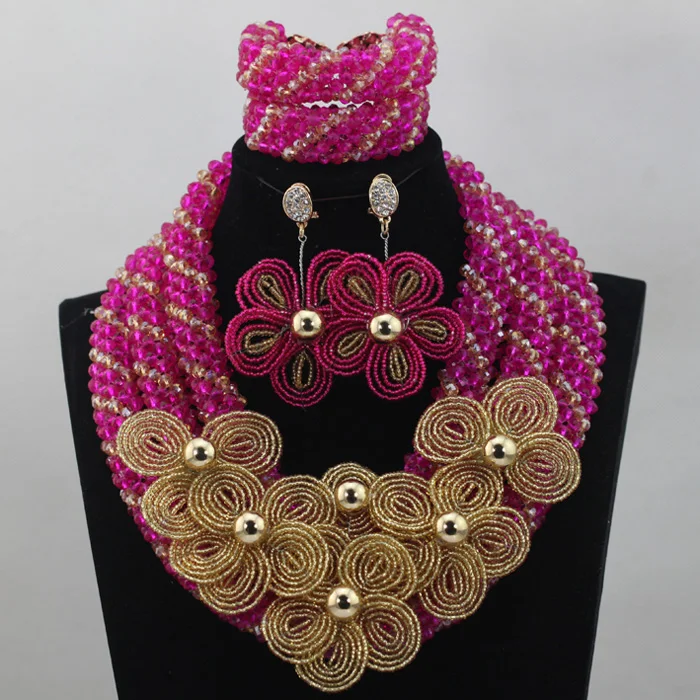 Горячие продажи нигерийские Свадебные африканские бусины горячий розовый