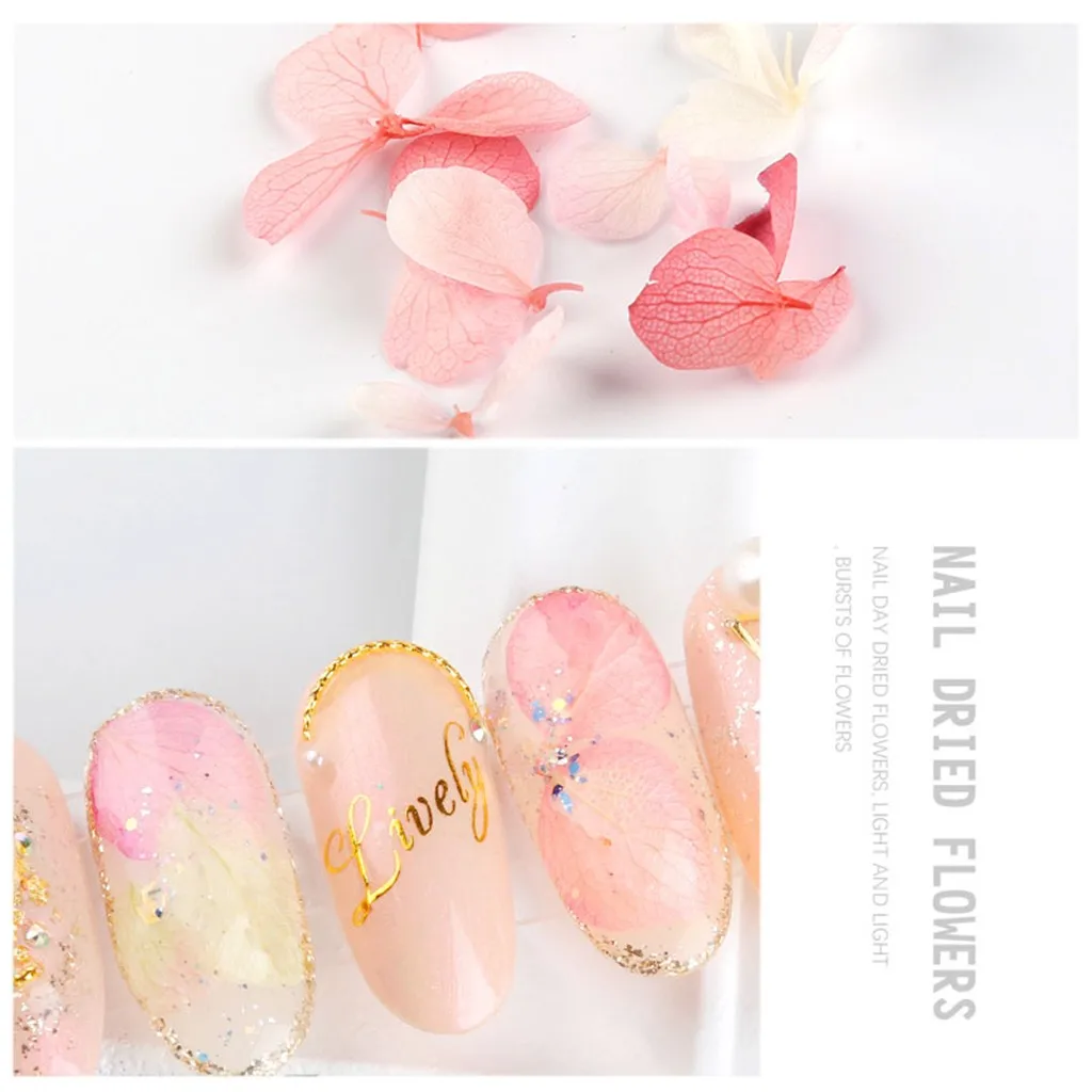 3D дизайн сухое украшение в виде лепестков сушеные цветы УФ гель для ногтей