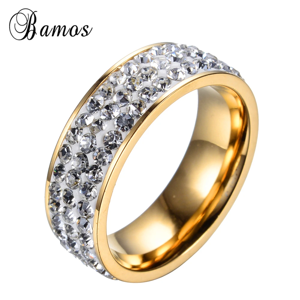 Кольцо из титановой стали с австрийским хрусталем размеры 6-12 | Украшения и