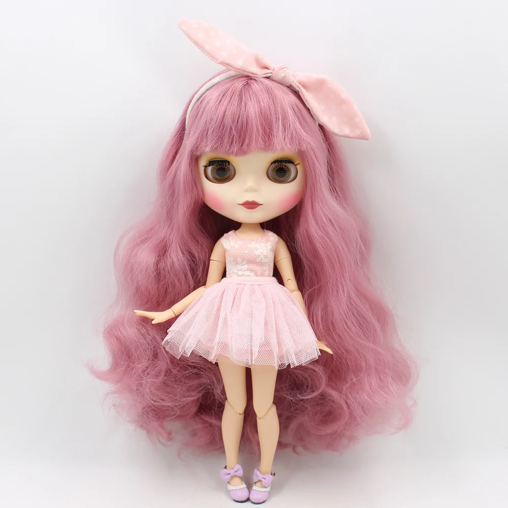 Blyth bjd кукла Обнаженная розовые волосы с челкой матовое лицо подходит для DIY Bjd 1/6 blyth joint body Doll toys