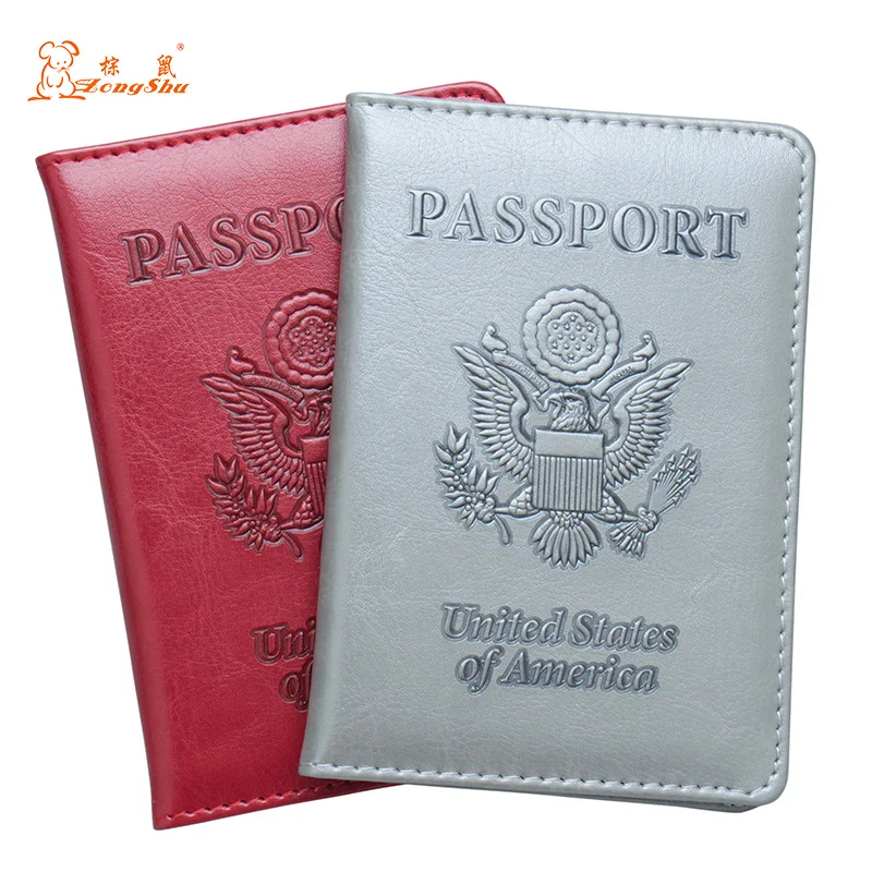 

New hot The USA Oil Travel Passport Holder Embossing Artificial Leather Passport Cover Credit Card ID Bag Passport Wallet